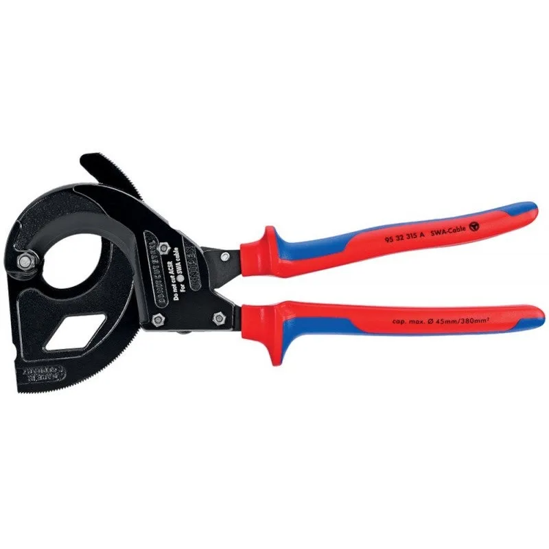 Knipex 95 32 315 a coupe-câbles à cliquet pour câbles à blindage