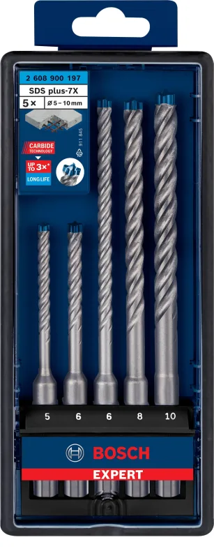 5 brocas para homigón sds-plus ø 5/2x6/8/10 mm bosch robus