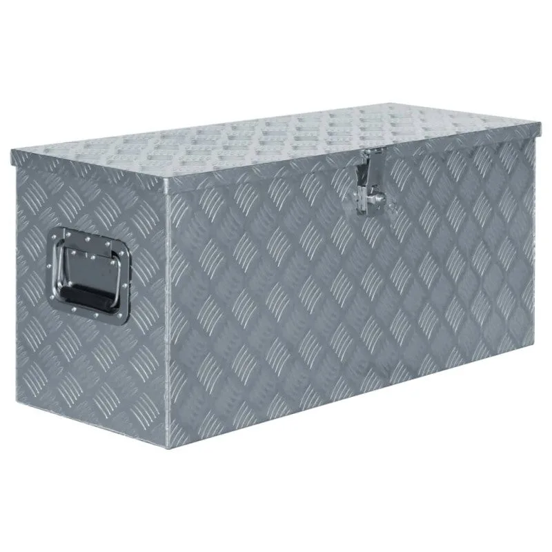 Vidaxl caja de aluminio plateado 90,5x35x40 cm