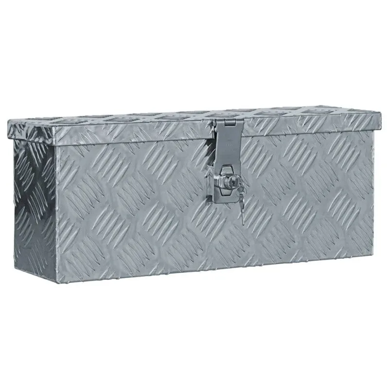 Vidaxl caja de aluminio 48,5x14x20 cm plateada