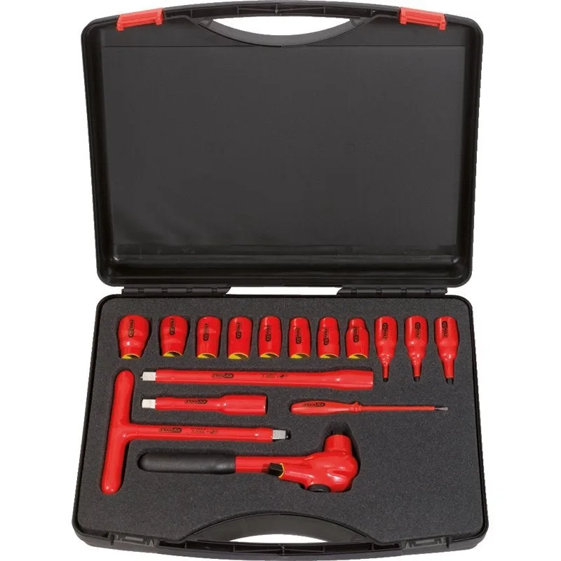 Ks tools coffret de douilles isolées et cliquet, 1/2, 16 pcs