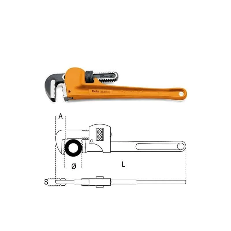 Llave para tubo modelo 'americano' art. 362 mm 450 x 21/2