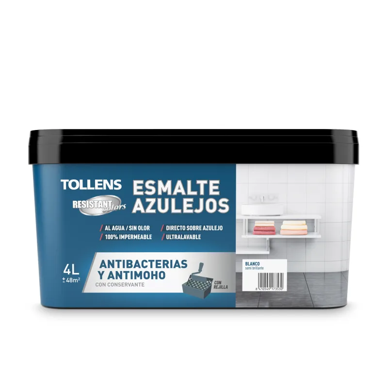 Esmalte de interior tollens color blanco satinado 2l para azulejos de pared