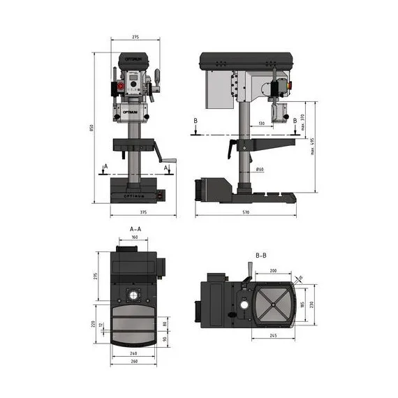 Taladro de banco para soldadura variador de velocidad optidrill dx 17v optimum