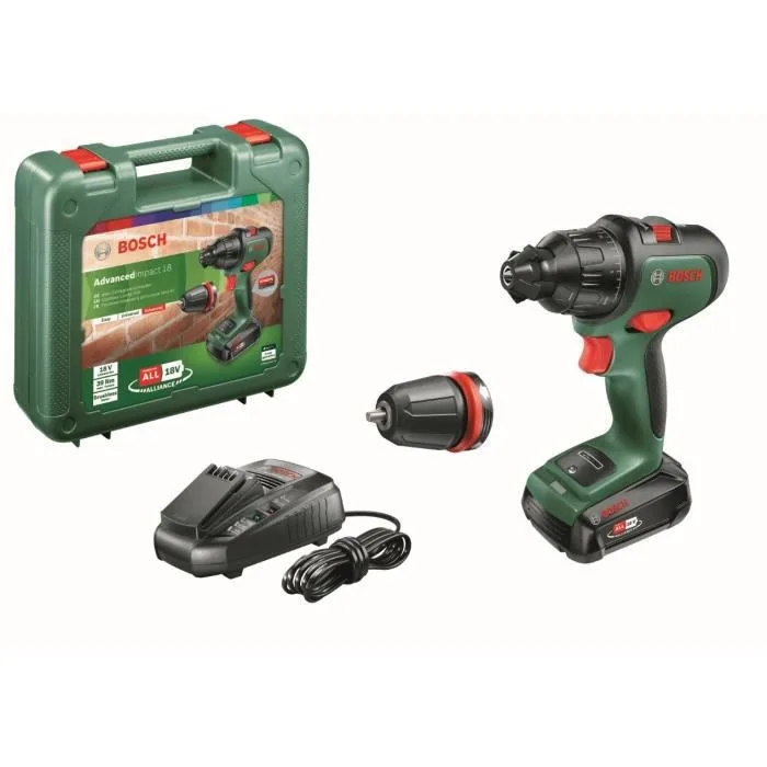 Taladro percutor a batería de 2 velocidades advanced impact de 18 v 1 batería de 2,5 ah