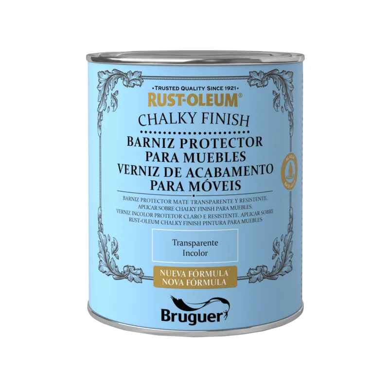 Barniz al agua para muebles chalky finish rust-oleum 750ml transparente