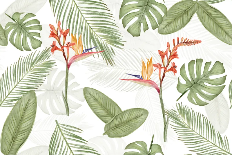 Revestimiento adhesivo mural blanco, rosa, naranja, verde paraiso de 0.9 x 2.8m