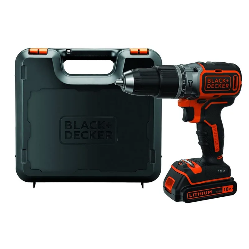 Taladro percutor sin escobillas black & decker 18v batería de litio de 1,5 ah