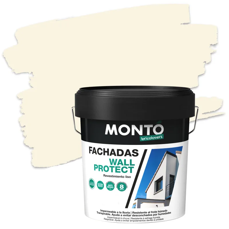 Pintura exterior color hueso para cemento, fachada montó mate 15l base agua resistencia térmica