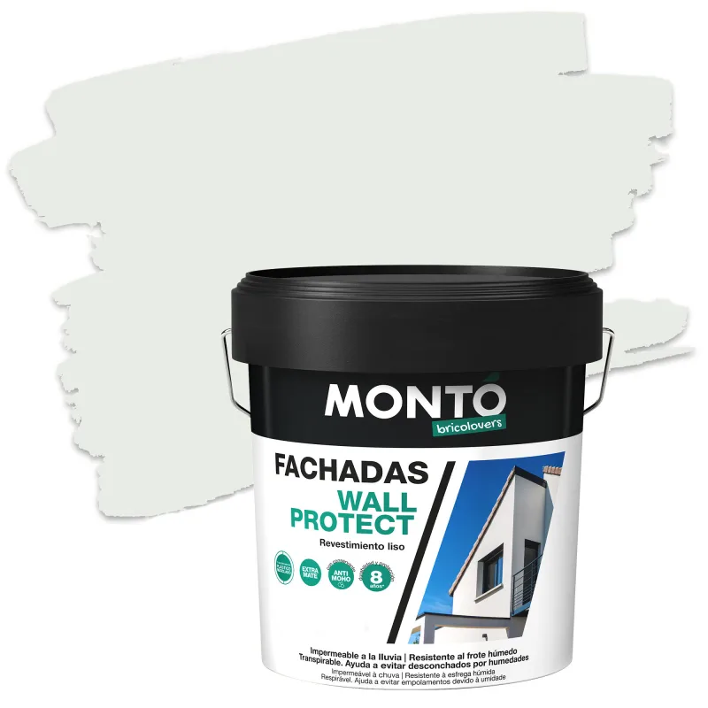 Pintura exterior color gris para cemento, fachada montó mate 15l base agua resistencia térmica