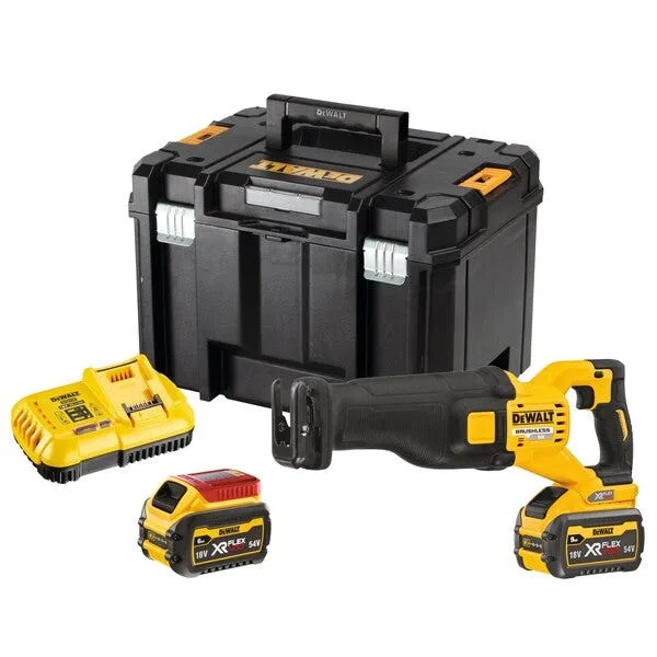 Sierra de sable 2.0 xr flexvolt 54v 3ah li-ion brushless dewalt - 2 baterías - caja tstak - dcs389x2-qw