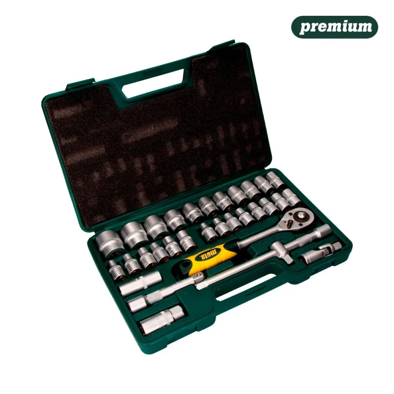 Juego 32 piezas bocallaves y accesorios 1/2 cromo vanadio ek602 mota