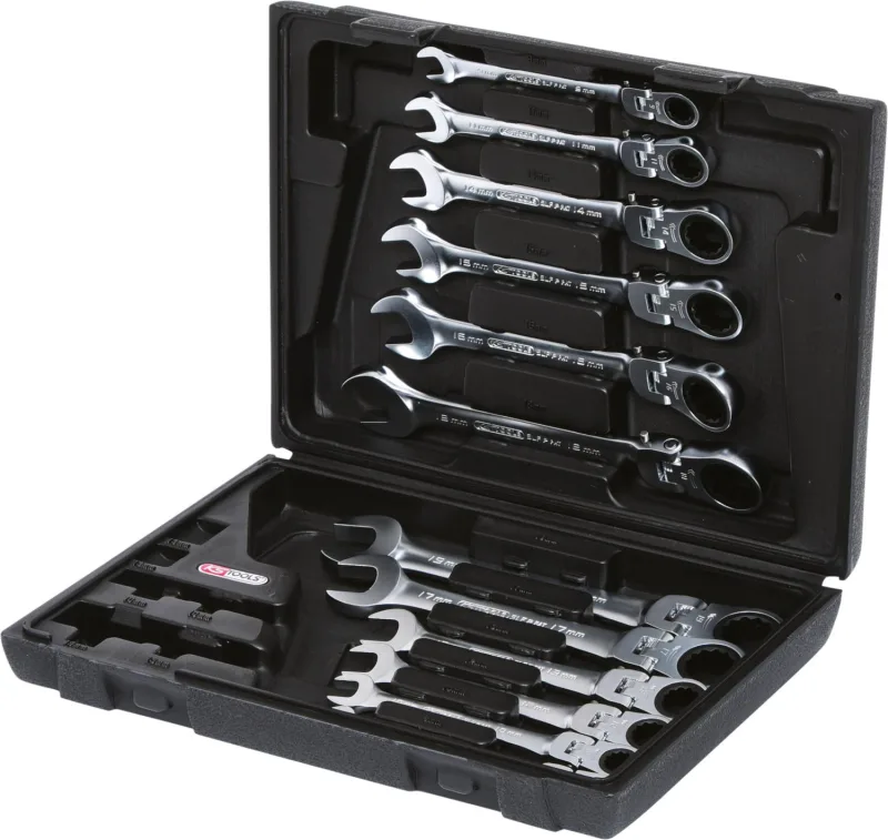 Ks tools jeu de clés mixtes à cliquet à tête inclinable à