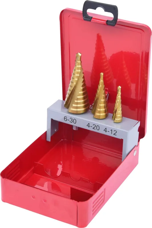 Ks tools jeu de forets étagés hss tin, en box métal 3 pcs