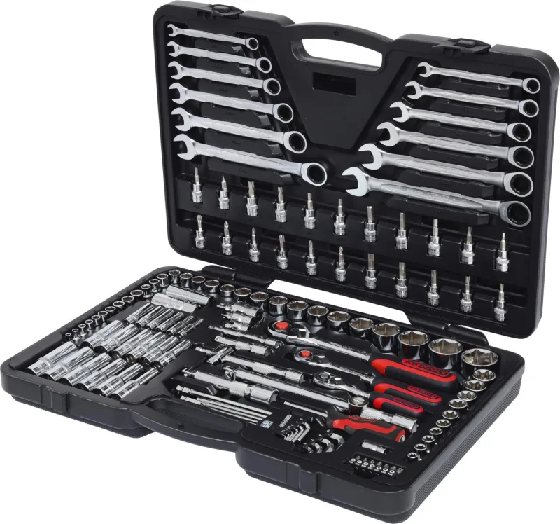 Ks tools 1/4+3/8+1/2 chromeplus coffret de douilles, 124 pcs