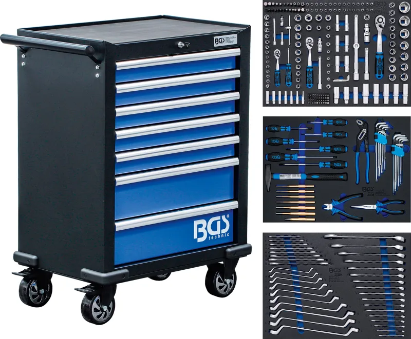 Carro de herramientas | 7 cajones | con 263 herramientas