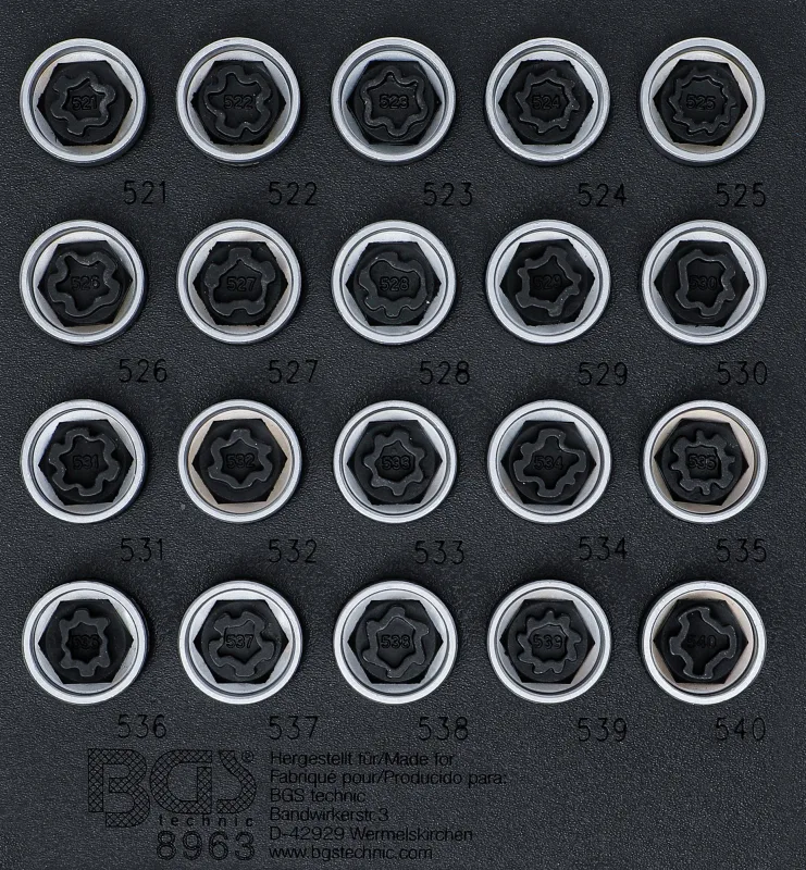 Bandeja para carro 1/6: juego para tuercas de ruedas de vag | 20 piezas