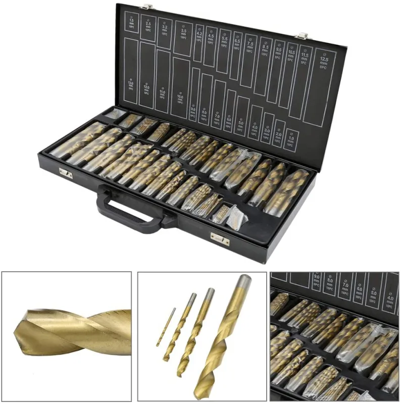 230 piezas de bosque bosque helicoidal de 1-13 mm bosque helicoidal bosque de lata din338 bosque madera recubierta hss