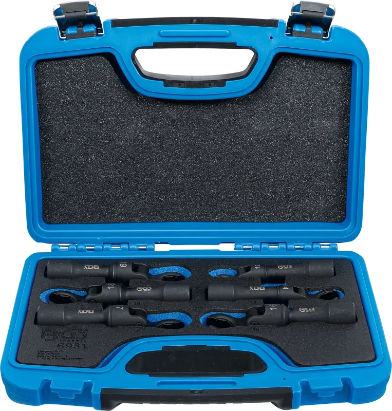 Juego de llaves de boca hexagonal abierta (crowfoot) | entrada 12,5 mm (1/2) | flexibles | 10 piezas