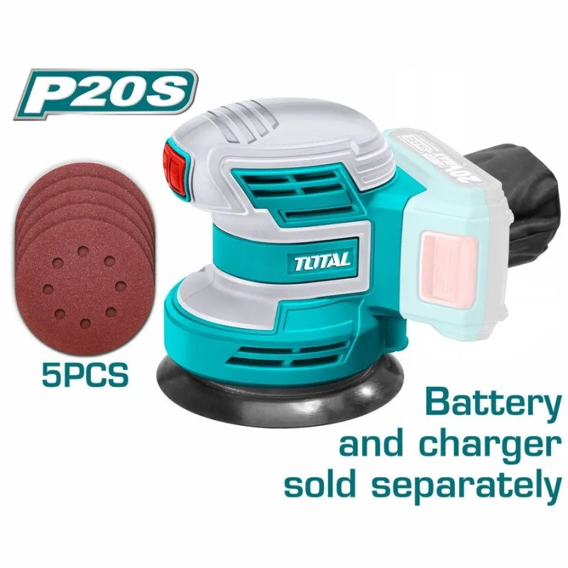 Lijadora orbital a batería de 20 v, diámetro 125 mm