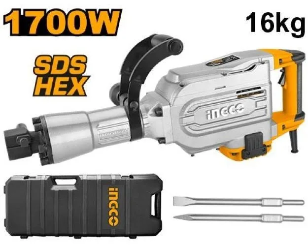 Ingco martillo 16 kg.1700 w.rompedor box pdb17008