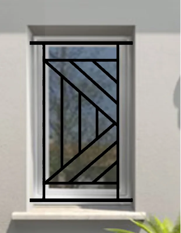 Reja de seguridad isoangle para la ventana h = 105 cm x w = 80 cm (dimensión marco)