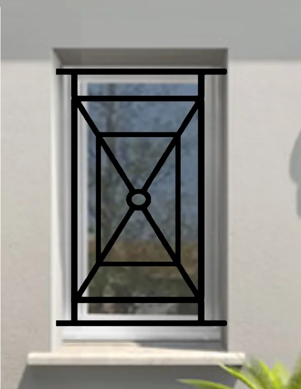 Reja de seguridad tolosa para la ventana h = 125 cm x w = 60 cm (dimensión marco)