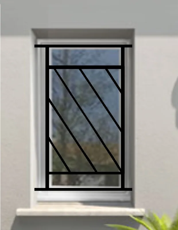 Reja de seguridad diago para la ventana h = 115 cm x w = 80 cm (dimensión marco)