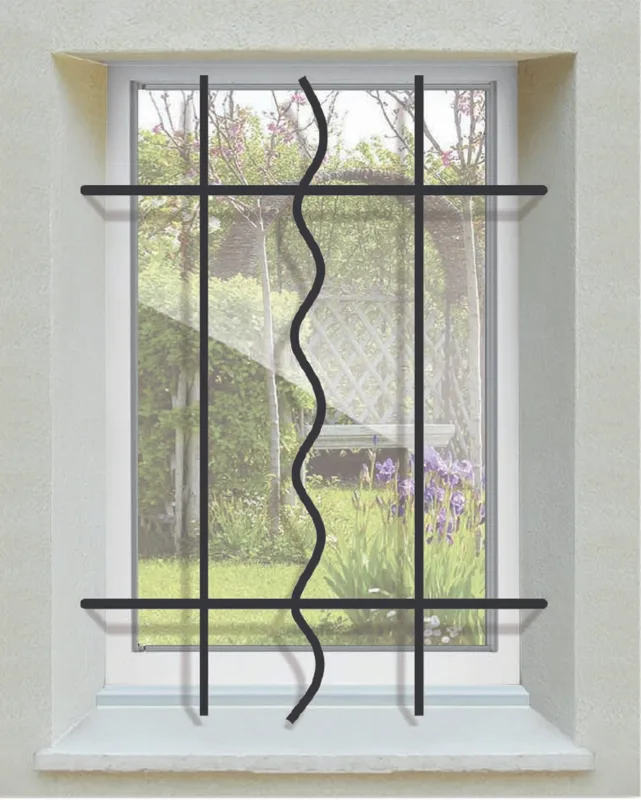 Reja de seguridad azur para la ventana h = 135 cm x w = 160 cm (dimensión marco)