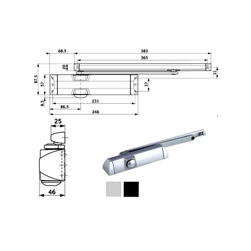 Cierrapuertas aerodinámico plata ts 90 dorma