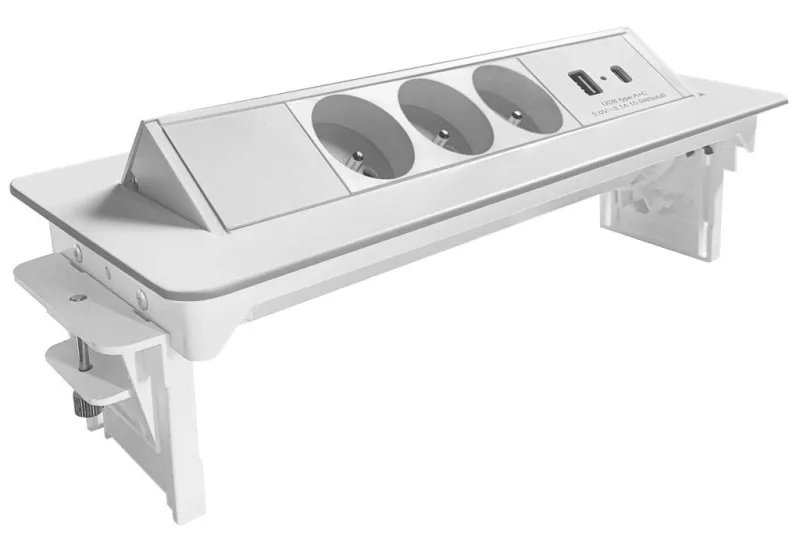 Bloque de tomas giratorio 3 tomas + 1 usb - 1 puerto usb c - blanco