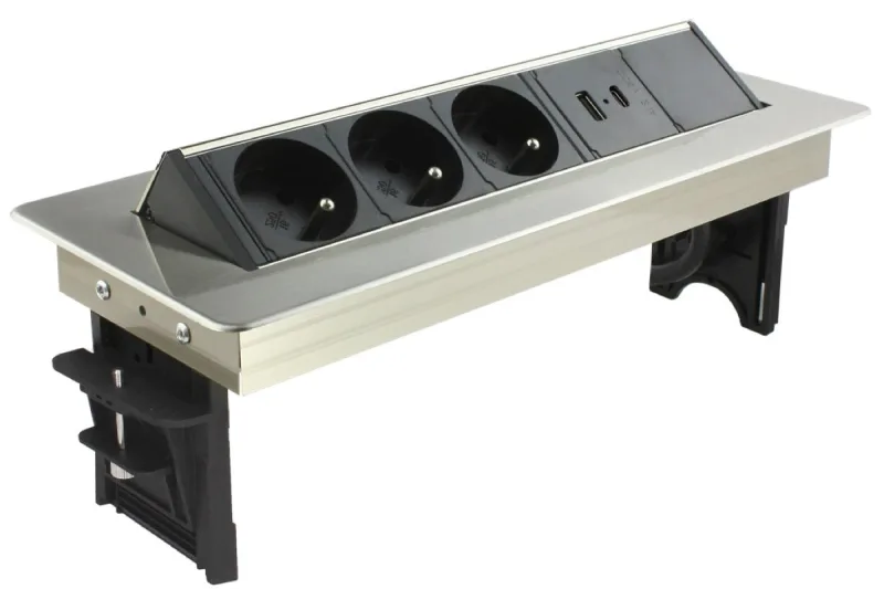 Bloque de tomas giratorio 3 tomas + puertos 1 usb - 1 usb c
