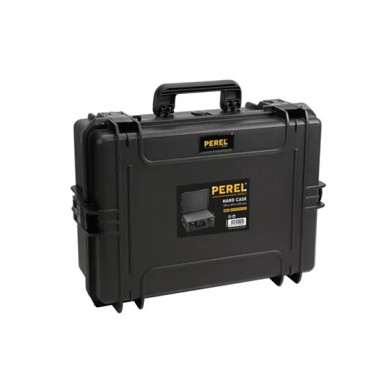 Perel mallette rigide, étanche (ip67), mousse prédécoupée, mousse alvéolée, 4 serrures, polypropylène, noir, 594 x 473 x 270 mm