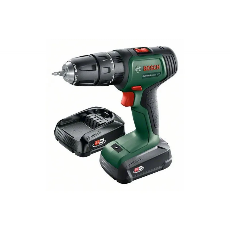 Taladro percutor a batería universal impact 18 v 2 pilas 1,5 ah caja