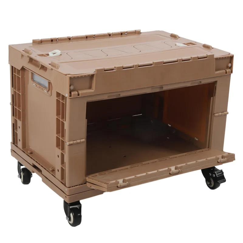 Contenedor de almacenamiento plegable con ruedas, cesta de transferencia plegable apilable de plástico pp para el hogar, garaje, su