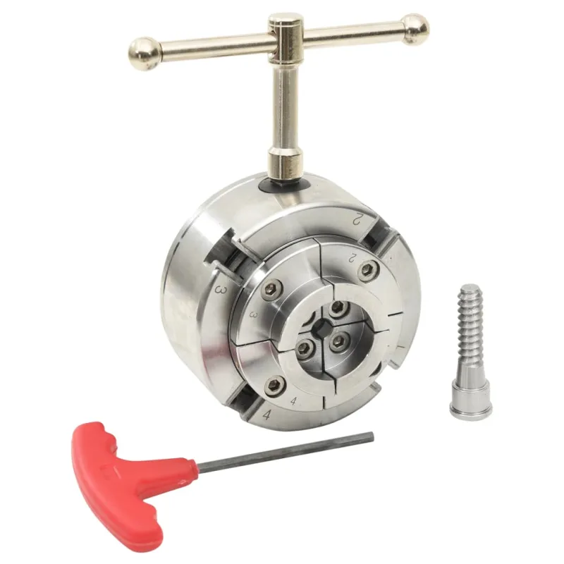 Mandril de madera de 4 mordazas, conexión m33, color plata, 96 mm