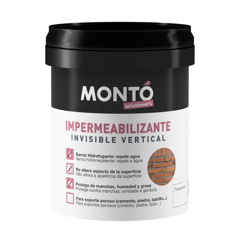 Impermeabilizante interior / exterior montó incoloro para tejados, terrazas de hormigón, piedra natural 750ml. agua. para impermeabilizar.