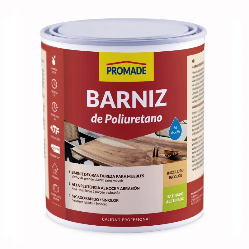 Barniz poliuretano para muebles satinado promade 4l incoloro