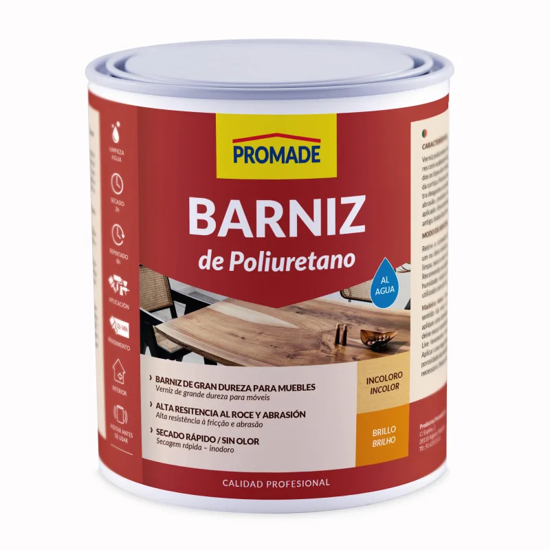 Barniz poliuretano para muebles brillante promade 4l incoloro