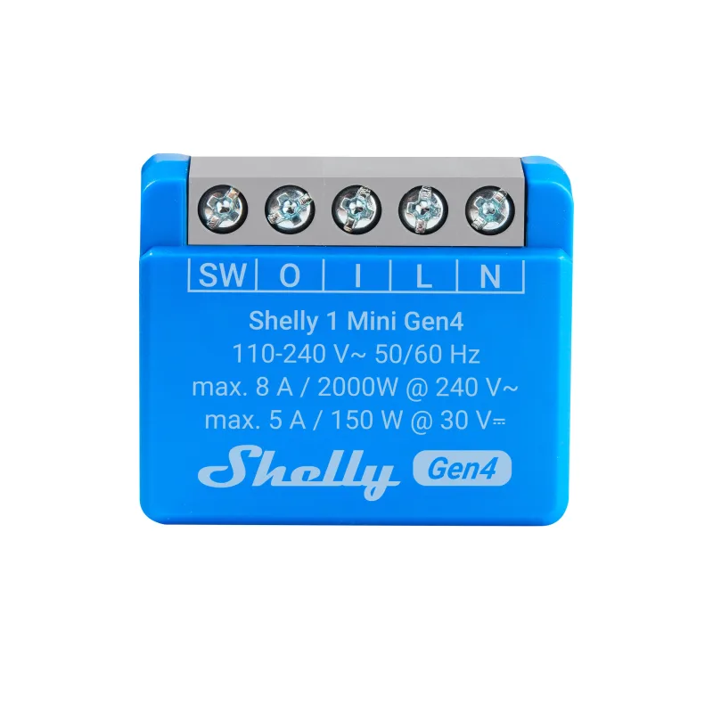 Módulo shelly 1 mini gen4 azul wi-fi bluetooth zigbee matter 8a/240v relé compacto