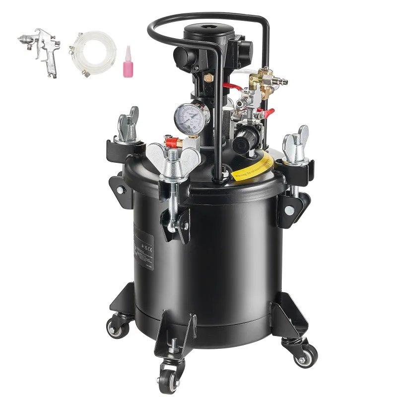 Bote de pintura a presión,tanque de succebuy 10 l/2,5 gal con agitación automática,presión ajustable de 70 psi,pistola pulverizadora y mangueras
