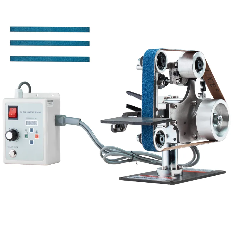 Lijadora de banda 30 x 1,succebuy pulidora a velocidad variable vfd,rectificadora 550 w,2 moldes,3 bandas abrasivas para trabajo de metales