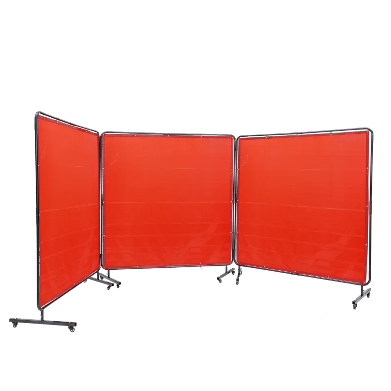 Pantalla de soldadura 3 paneles 6'x6',succebuy con marco,protección vinilo ignífugo,móvil para taller,12 ruedas giratorias (6 bloqueables),rojo