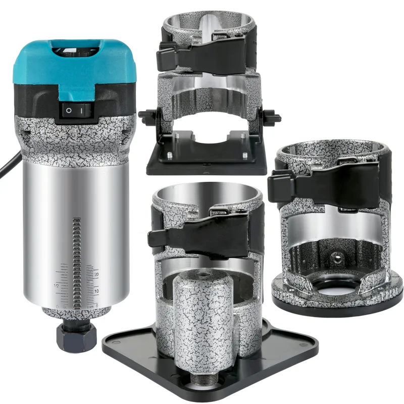 Fresadora de madera de 710 w,succebuy base fija,inclinación y desplazamiento,con 3 abrazaderas y velocidad variable para carpintería