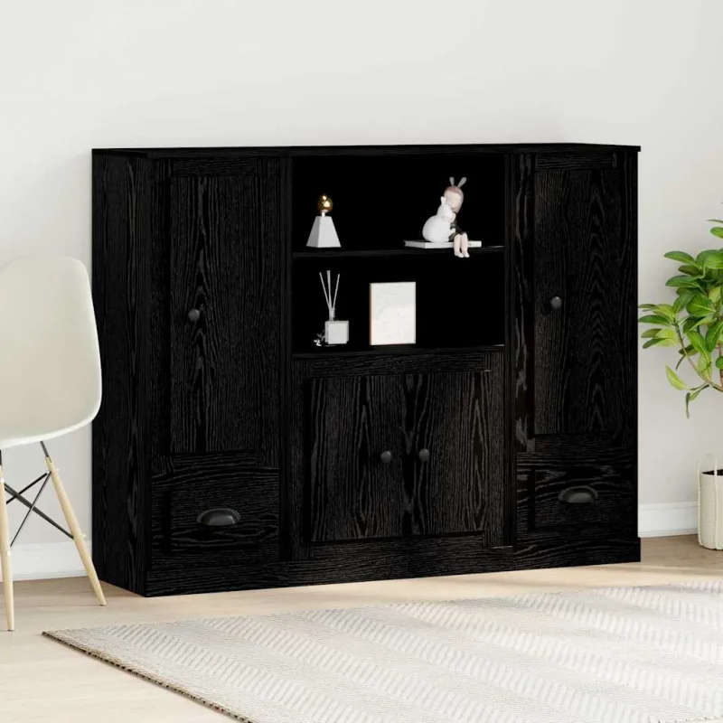 Highboard con cajón roble negro 132 x 35.5 x 103.5 cm vidaxl