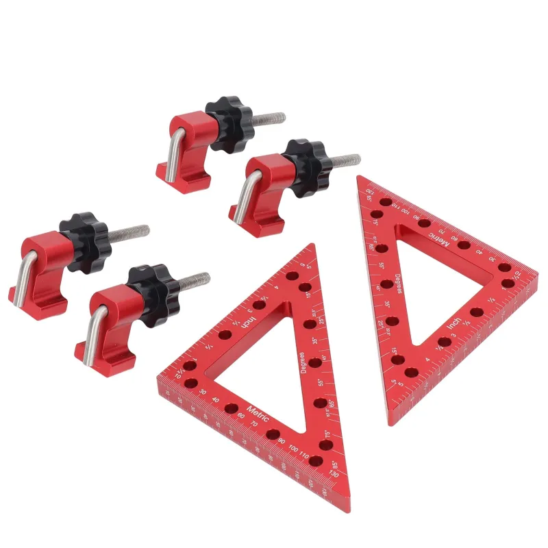 Abrazadera de ángulo recto roja de aspecto triangular, alta dureza, abrazadera de esquina de 90 grados para carpintería