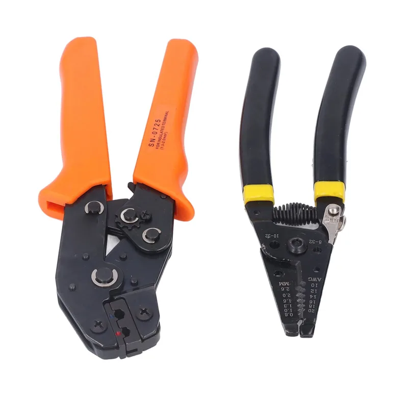 Kit de herramientas para engarzar cables con 4 mordazas intercambiables, pelacables, alicates para engarzar terminales