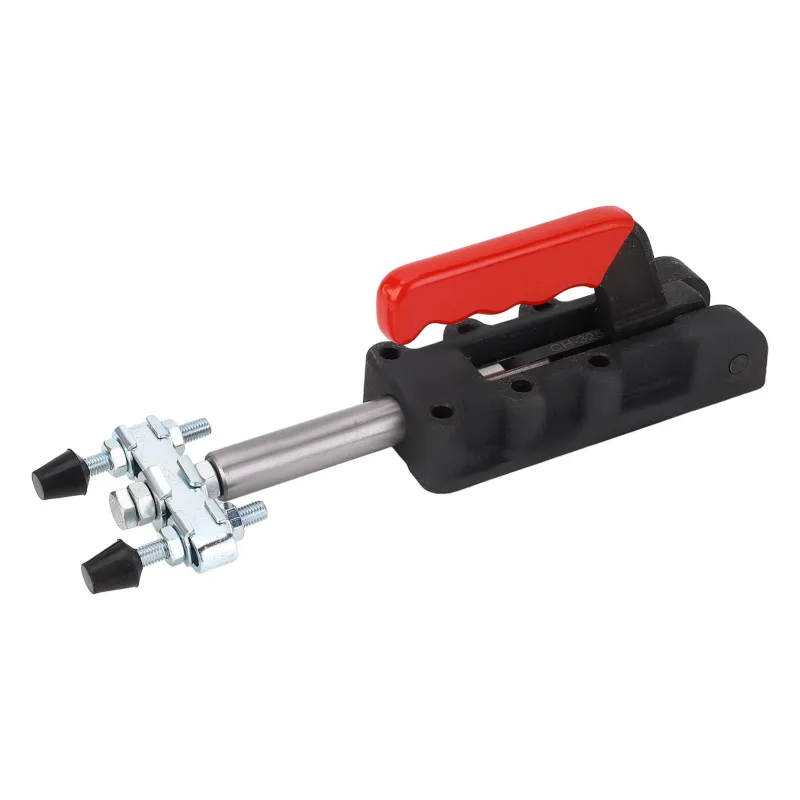 Abrazadera de palanca de empuje y tracción de doble cabezal, resistente, capacidad de sujeción de 2500 kg, carrera de 75 mm, abrazadera de palanca de