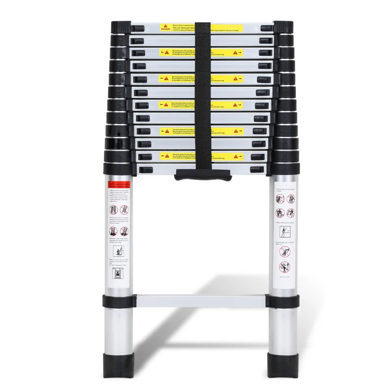 Escalera telescópica portátil multifuncional de aluminio plegable de 3,8m con bolsa de transporte y guantes, carga máxima 150kg