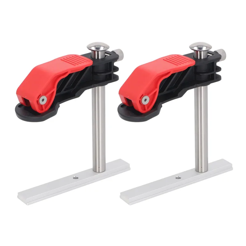 2 abrazaderas de prensa para carpintería, abrazadera de canal de escritorio de liberación rápida multifuncional para fijación de placa y riel guía